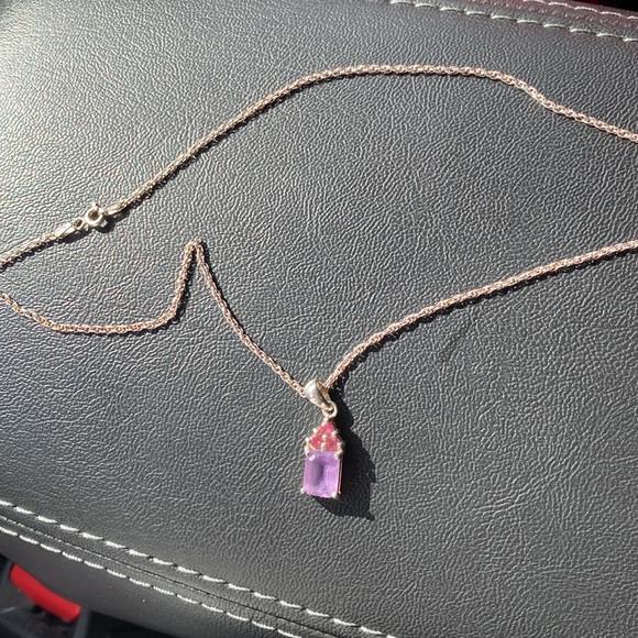 Sterling Amethyst and Ruby Pendant - Picture 10 of 14